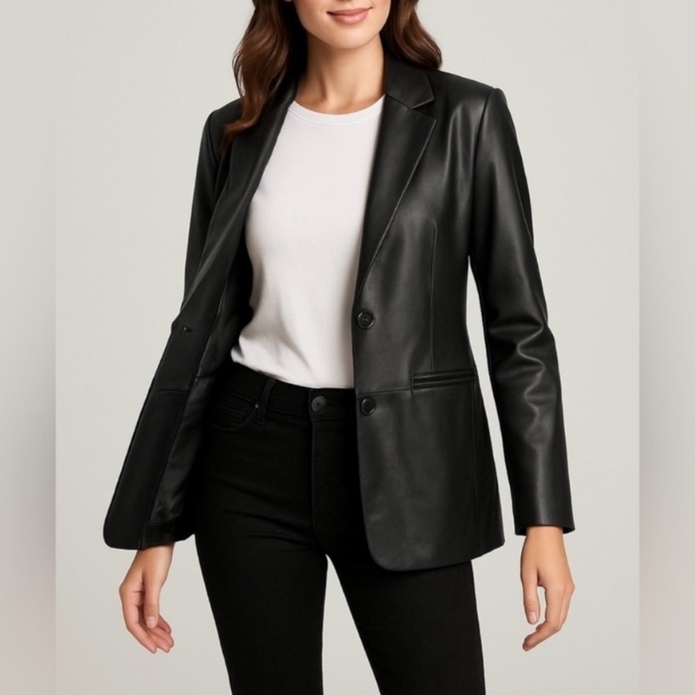 Rebecca Minkoff Black Leather Suit Jacket